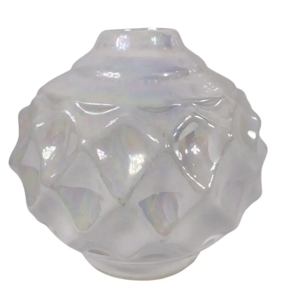 Set of Reflective Glossy Pearl Textured Vases Pottery Minimalist Neutral Decor